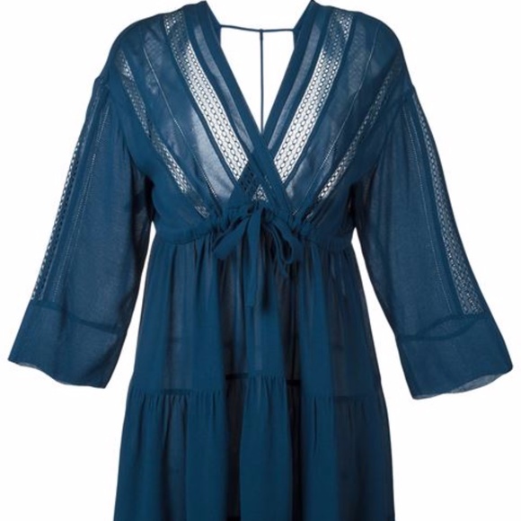 IRO Fandy Navy V-neck Open Back Flowy Midi Dress - Picture 2 of 10